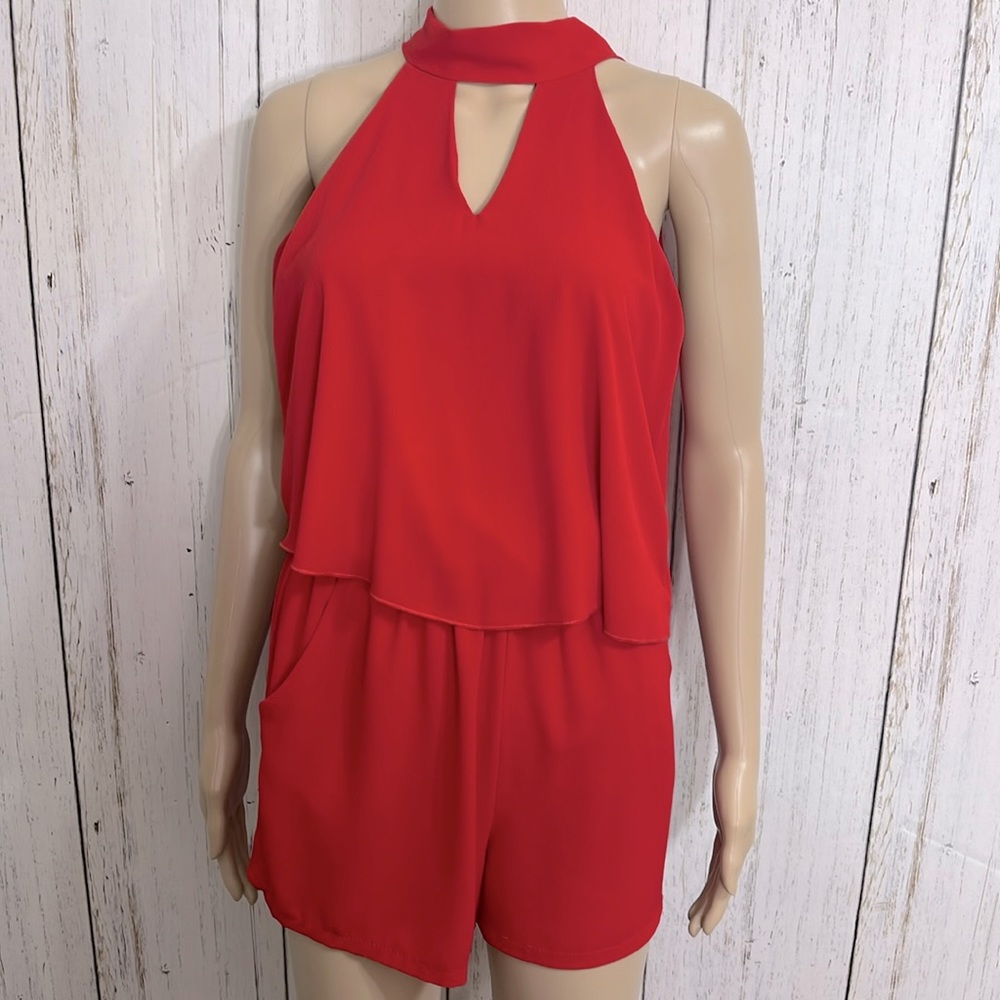 Morgan Claire Tyche Red Romper Size Small Dressy Romper